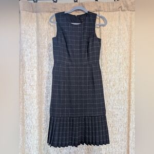 J Crew Windowpane Pleated Dress